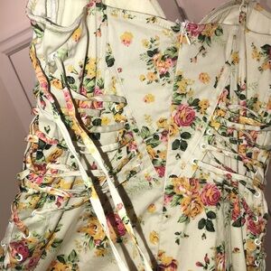 Floral Lace-Up Corset Dress
